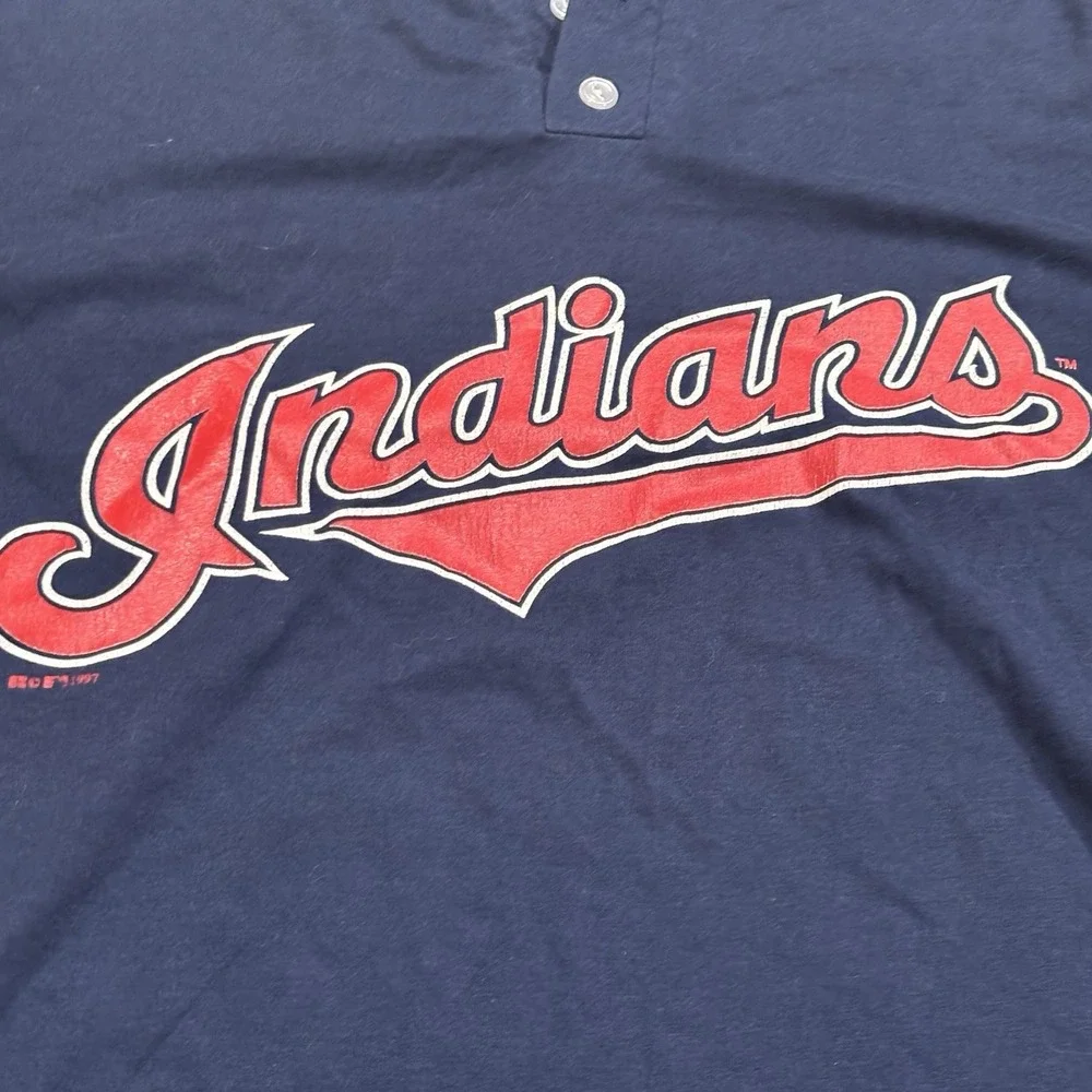 1997 Cleveland Indians Russel 2 Button Shirt Men's Large #5 Carver